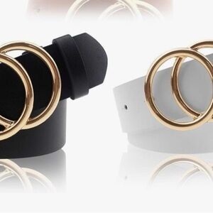 Elegant Gold Buckle Belt - Black and White